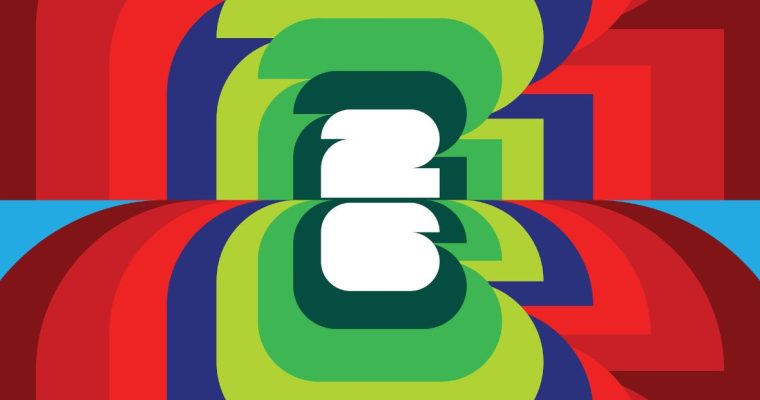 Red, Green, White and Blue Geometric Design of Numbers 26