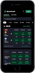 Sporttrade mobile markets screen