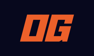 OG Prediction Market Logo With Orange Letters on Black Background