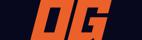 OG Prediction Market Logo With Orange Letters on Black Background