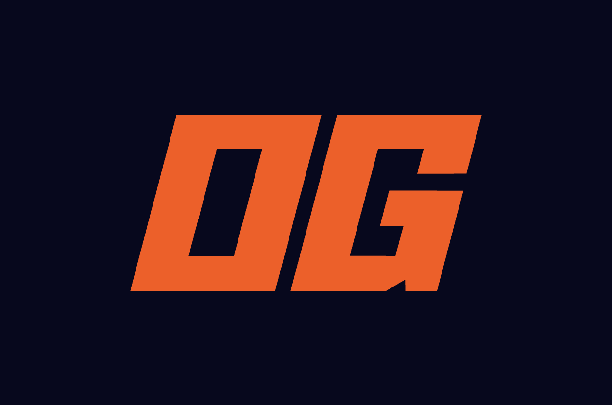OG Prediction Market Logo With Orange Letters on Black Background