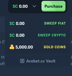 Acebet's redemptions screen