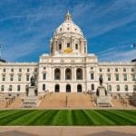 Blue Skies and Green Grass Surround Minnesota's Capitol Building