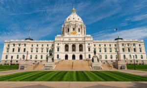 Blue Skies and Green Grass Surround Minnesota's Capitol Building