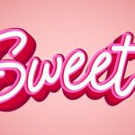 Word Sweet in White with Hot Pink and Red Outline Written in Script Font