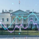 Colorful Wave Graph Overlays Image of White House Exterior Building