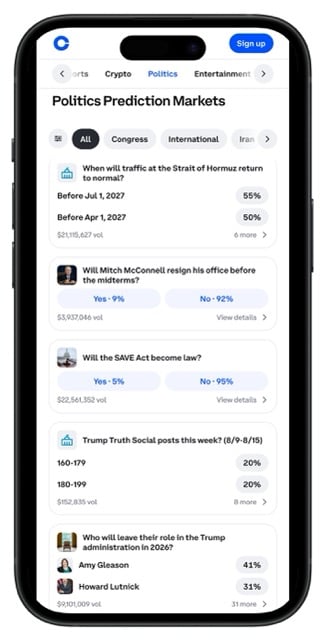 Coinbase Politics Markets