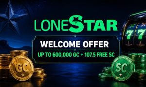 LoneStar Casino welcome offer with up to 600,000 GC and 107.5 Free SC.