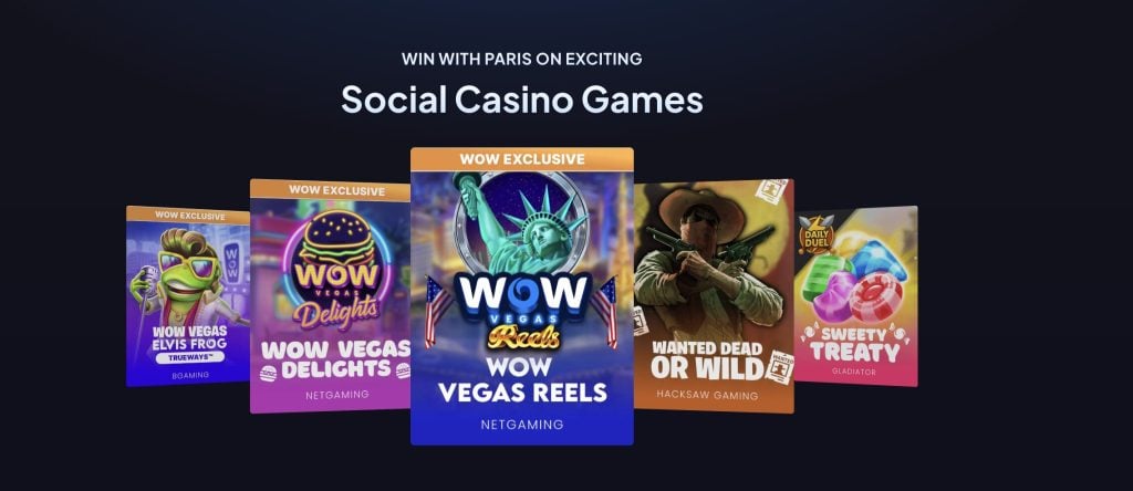 Wow Vegas social casino games selection