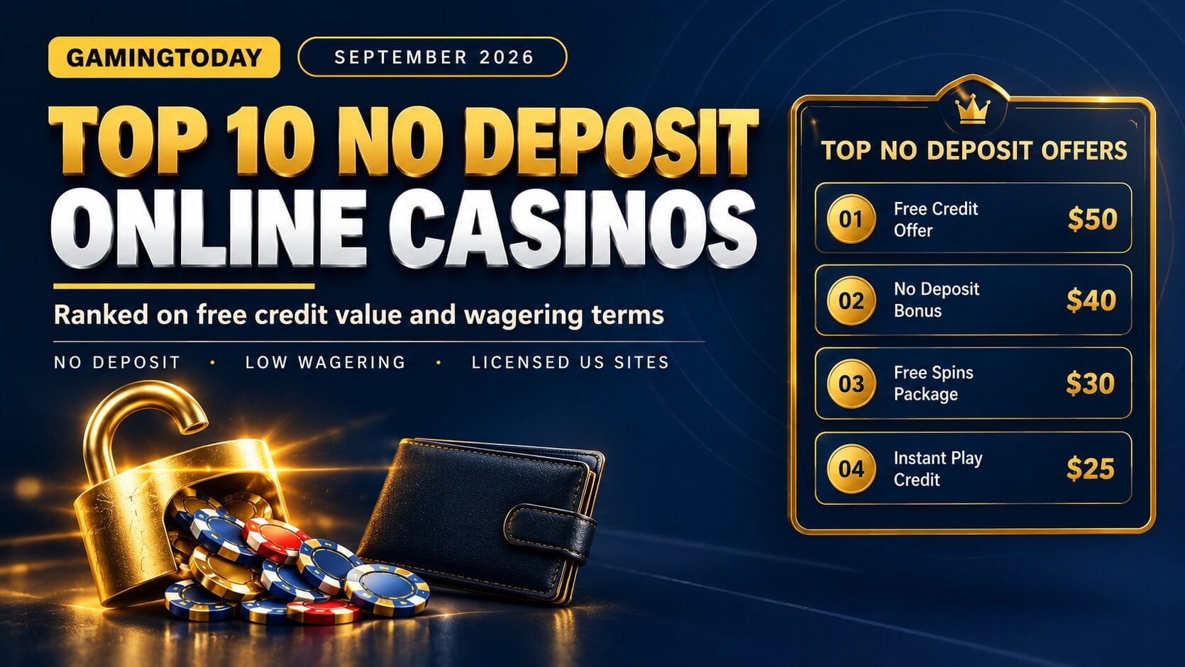 Top 10 Online Casinos No Deposit September 2026