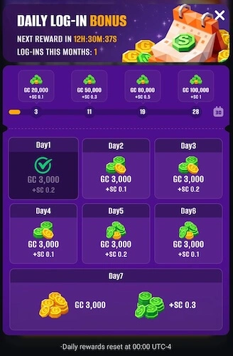 Poly Casino daily login bonuses