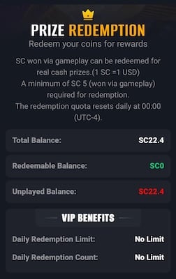 Poly Casino prize redemptions