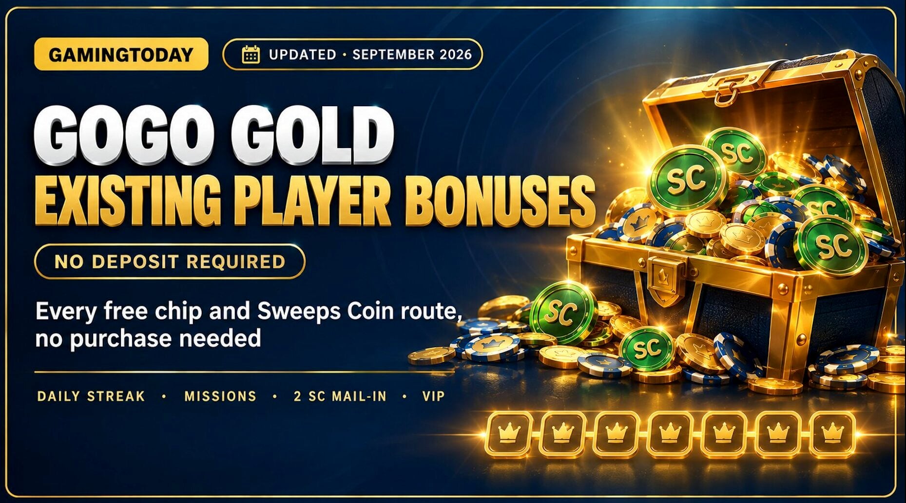 GoGo Gold Promo Codes: Existing Player No Deposit Bonus