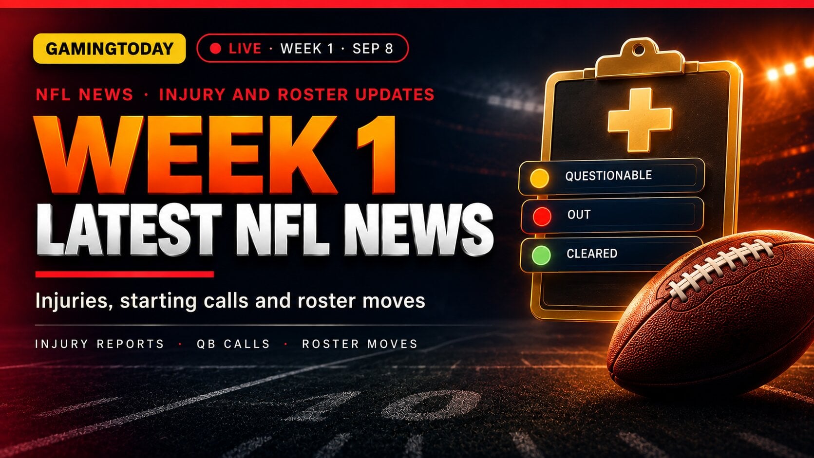 NFL Week 1 Latest News: Injuries and Roster Updates