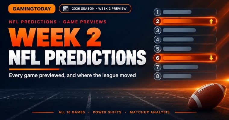 Football on a dark field background with an orange odds board panel showing spreads for NFL Week 2 odds