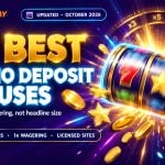 Spinning gold slot reel bursting with coins and stars on purple for the 20 best online casino deposit bonuses