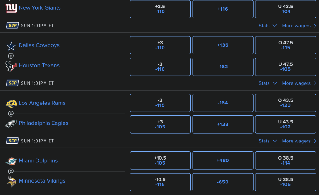 nfl week 4 odds and games