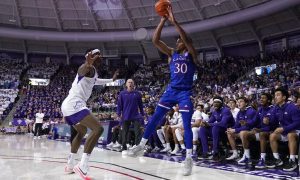 Kansas senior guard Ochai Agbaji leads the Jayhawks in scoring.