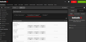 Betsafe Betting Odds on Desktop Site