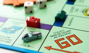 Monopoly board game in play