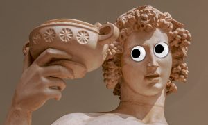 Dionysus Bacchus Statue Googly Eyes