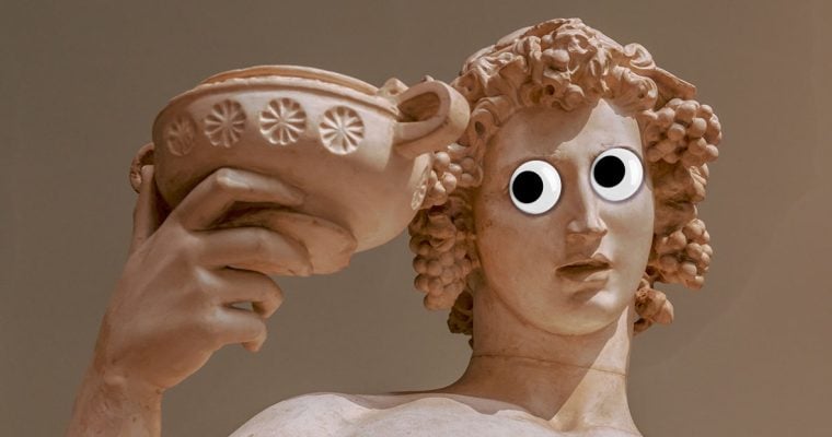 Dionysus Bacchus Statue Googly Eyes