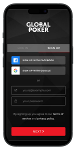 Global Poker sign-up