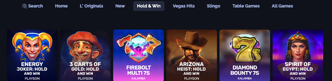 Hold N Win slots at Legendz Casino