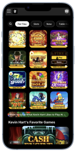 A screenshot of the DraftKings Casino lobby on an iPhone