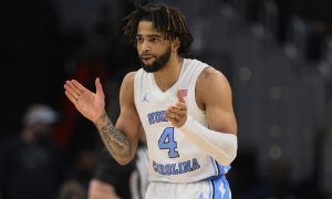 UNC basketball player RJ Davis plays against Pittsburgh in the ACC tournament in March 2024