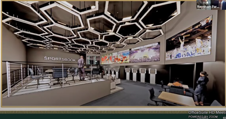 A rendering of Caesars Sportsbook at Raynham Park in Massachusetts.