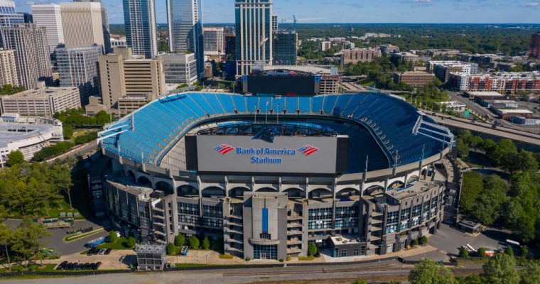 Bank of America Stadium is home to the NFL’s Carolina Panthers in Charlotte, NC.