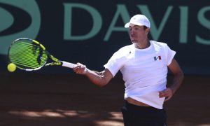 Ernesto Escobedo plays in a Davis Cup tennis match in Mexico