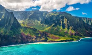 View on Napali Coast on Kauai island on Hawaii