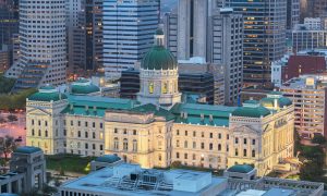 Indiana State Capitol Building in Indianapolis, Indiana, USA.