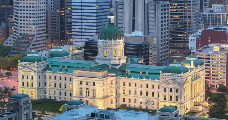 Indiana State Capitol Building in Indianapolis, Indiana, USA.