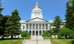 Maine state capitol - Front view in the daytime