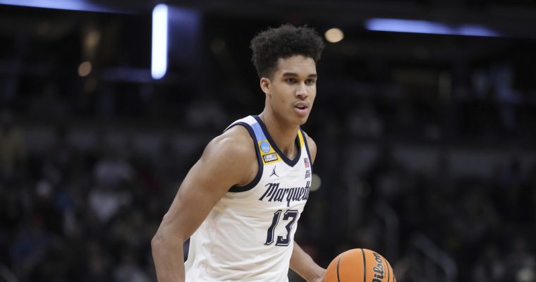 Marquette basketball player Oso Ighodaro plays against Colorado in the 2024 NCAA tournament second round