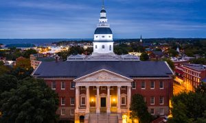 Maryland state house at night