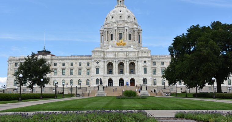 Daytime view of the Minnesota state capitol in St Paul
