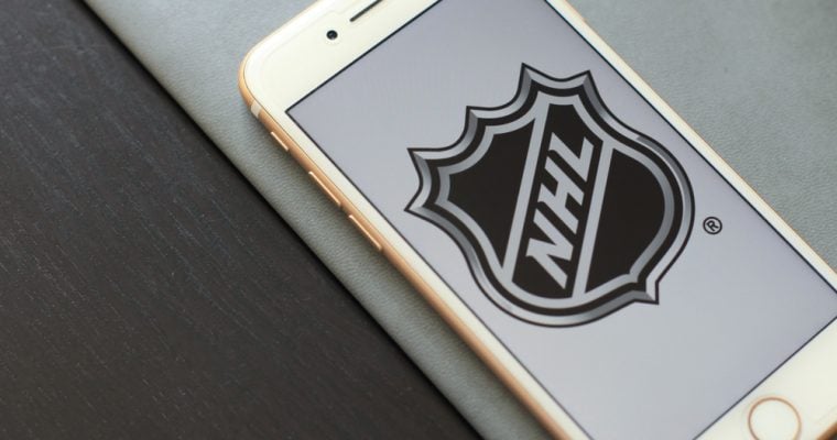 An image of the NHL logo on a mobile phone