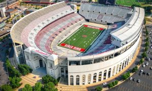 Ohio Football stadium in Columbus - home of the Ohio State Buckeyes - aerial drone photography - COLUMBUS. OHIO - JUNE 08, 2023