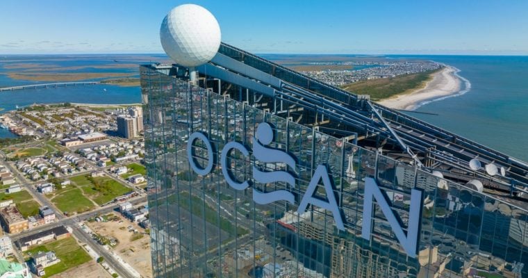 Ocean Casino Resort aerial view at Boardwalk in Atlantic City, New Jersey NJ, USA.