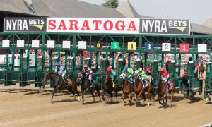 The start of the mile and 1/8 Personal Ensign Stakes on Travers day August 25, 2018 Saratoga Springs, NY, USA