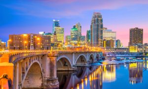 Minneapolis downtown skyline in Minnesot