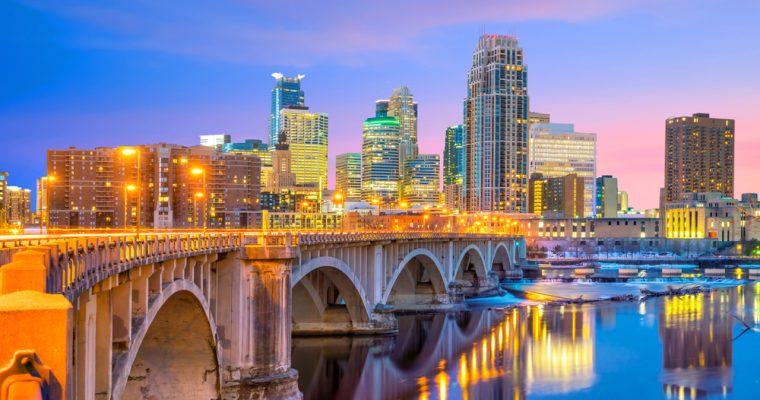 Minneapolis downtown skyline in Minnesot