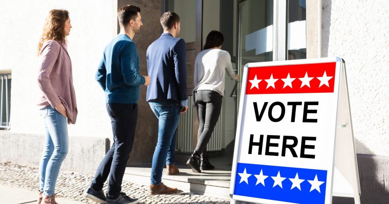 Voters at ballot place