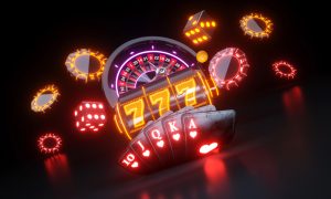 Online,Casino,Gambling,Concept,With,Neon,Lights,-,3d,Illustration