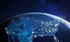 Usa,From,Space,At,Night,With,City,Lights,Showing,American
