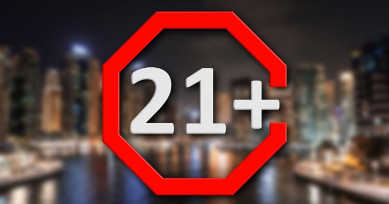 a warning sign indicating you must be 21 or older